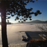 Frozen Lake with Tree and Dock
