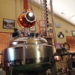 Inside the distillery, silver still